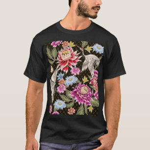 Asters Cranes: Färgade, sömlösa japanska Stil T Shirt
