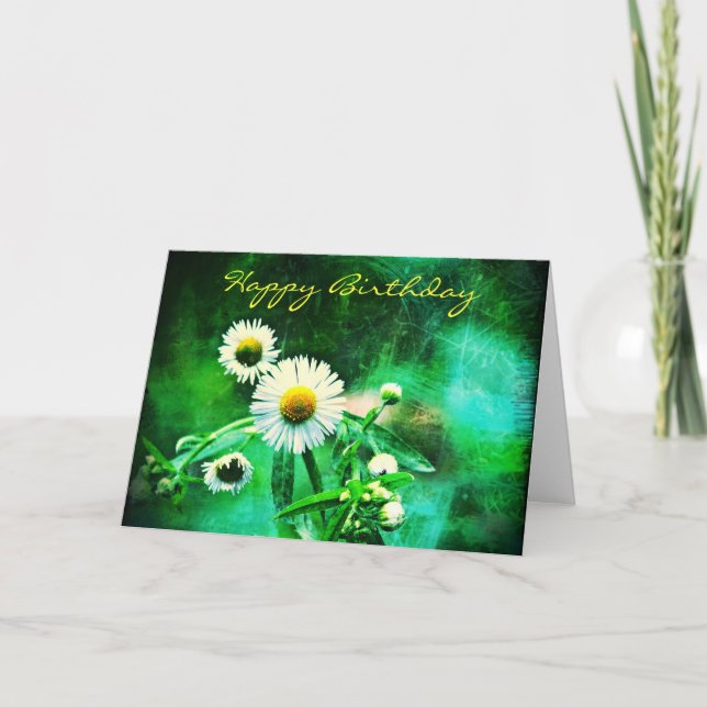 Asters Grönt Glow Birthday Greeting Card Kort (Framsida)