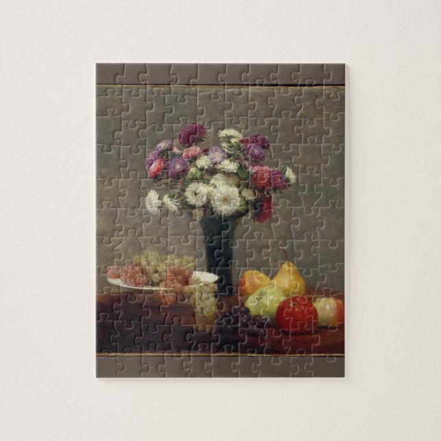 Asters och Fruit på Bord Henri Fantin-Latour Pussel (Vertikal)