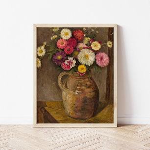 Asters och Zinnias Tadeusz Makowski Poster