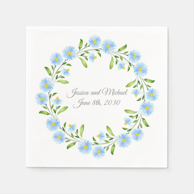 Asters Watercolor Blommigt Wand Pappersservett (Framsidan)
