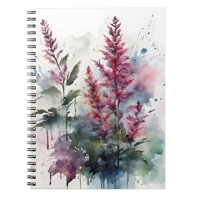 Astilbe - Akvarellblommor Anteckningsbok (Framsidan)