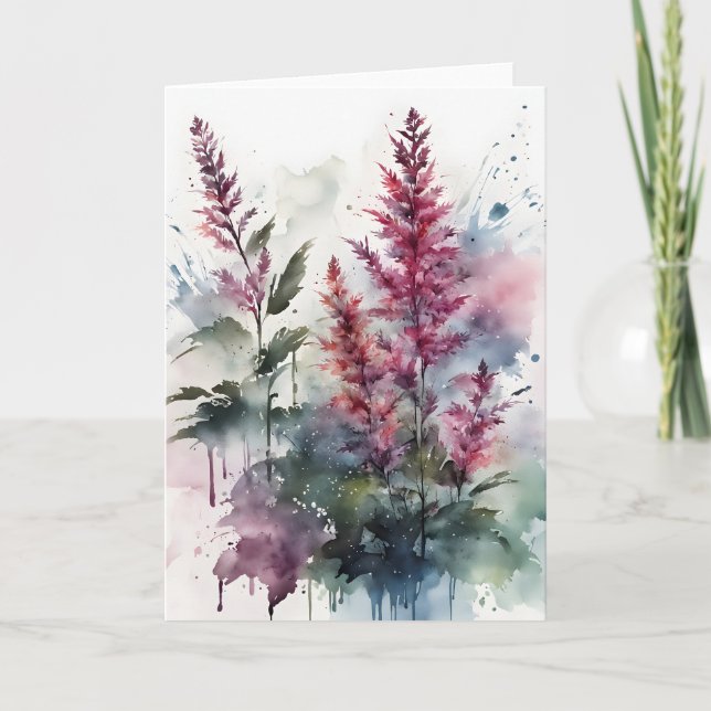 Astilbe - Akvarellblommor Kort (Framsida)