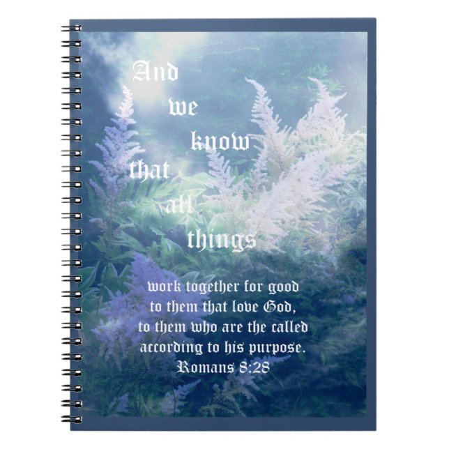 Astilbe Blue Mist Romans 8:28 Anteckningsbok (Framsidan)
