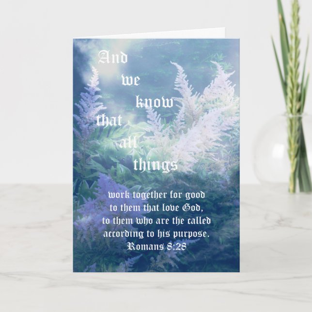 Astilbe Blue Mist Romans 8:28 Tack Kort (Framsida)