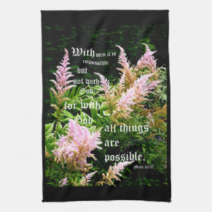 Astilbe med Mark 10:27 Kökshandduk