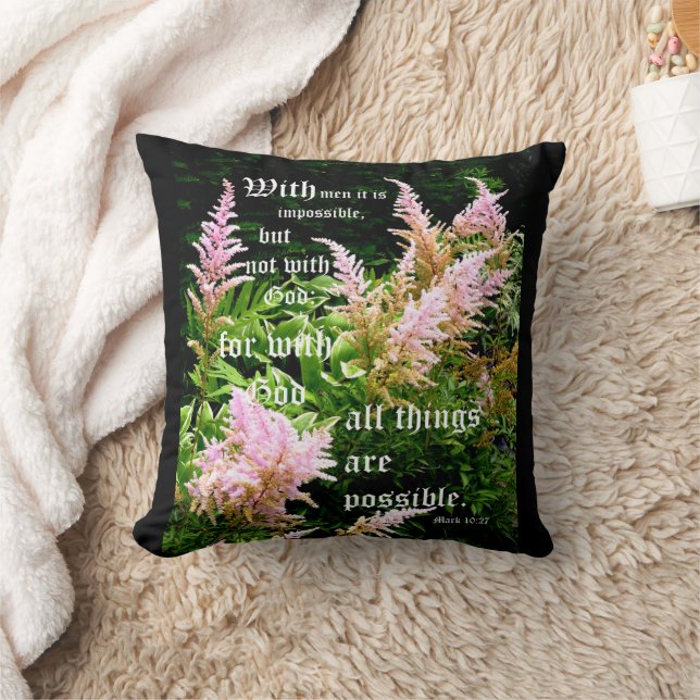 Astilbe med Mark 10:27 Kudde (Filt)