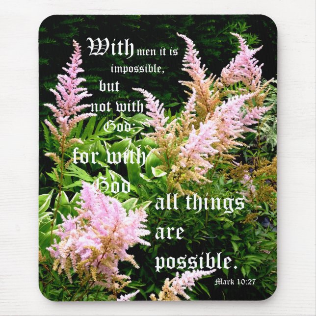 Astilbe med Mark 10:27 Musmatta (Framsidan)