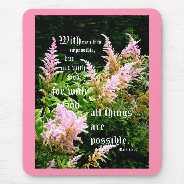 Astilbe med Mark 10:27 Musmatta (Framsidan)