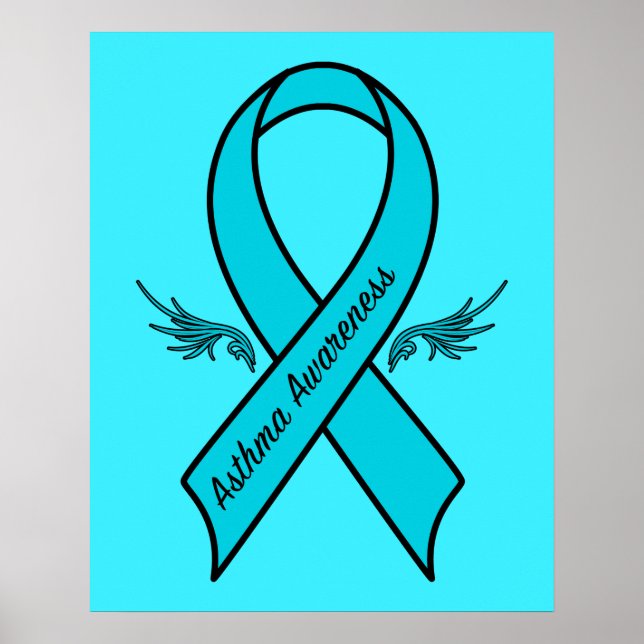 Astma Awareness Ribbon med Vingar Poster (Framsidan)
