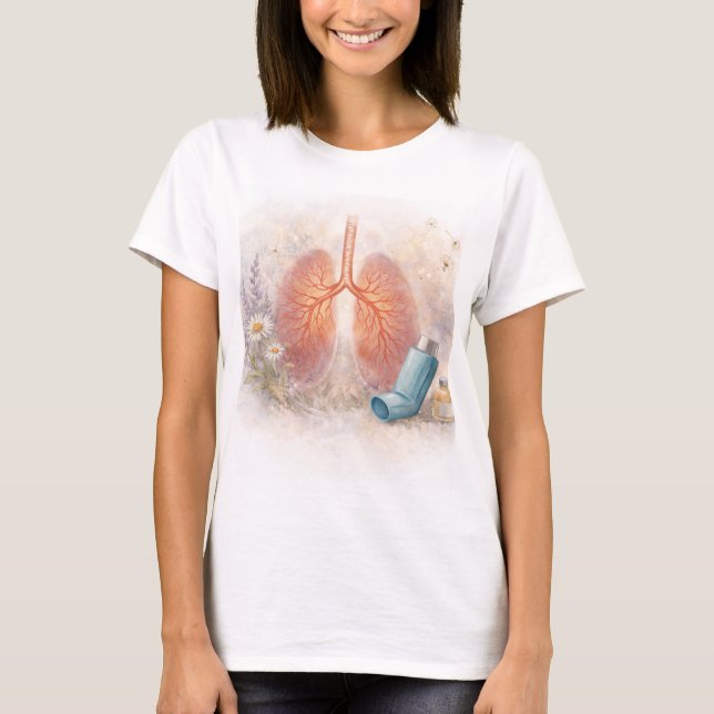 Astma Medvetenhet T-Shirt | Botanisk Lungs Design (Framsida)