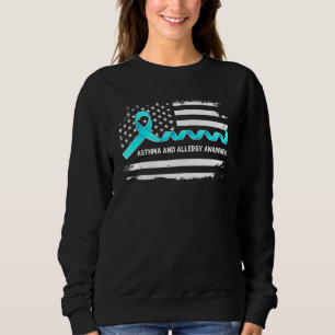 Astma och allergimedvetenhet Amerikansk flagg Ljus T Shirt