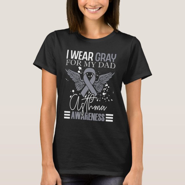 Astma Warrior I Bära Grått för min Mamma-astmaMedv T Shirt (Framsida)