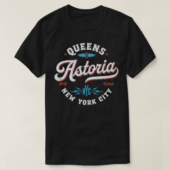 Astoria New York  Queens NYC retro graphic  T Shirt (Design framsida)