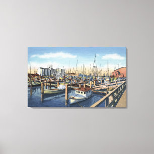 Astoria Oregon - fiskeflotta i hamn Canvastryck