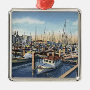 Astoria Oregon - fiskeflotta i hamn Julgransprydnad Metall