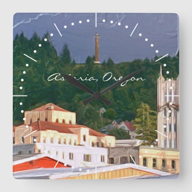 Astoria Oregon Fyrkantig Klocka (Framsida)