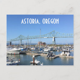Astoria, Oregon, med bro och småbåtshamn Vykort