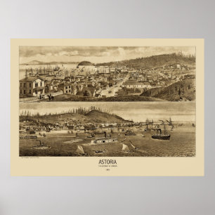 Astoria Oregon panorama- karta 1883 Poster