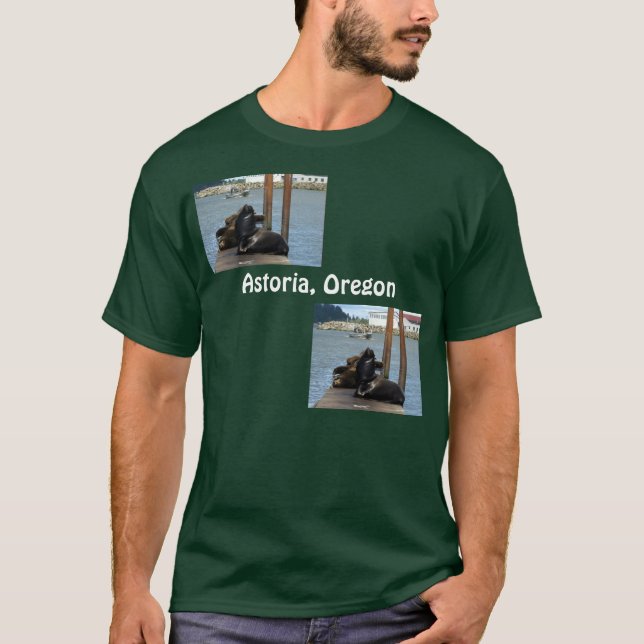 Astoria Oregon Sealions Tee Shirt (Framsida)