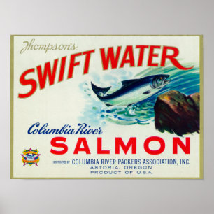 Astoria Oregon - Thompsons snabb vattenlax Poster