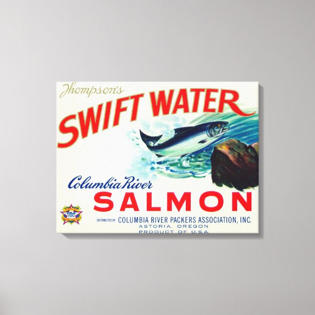 Astoria, Oregon - Thompsons Swift Vatten Salmon Canvastryck (Framsida)