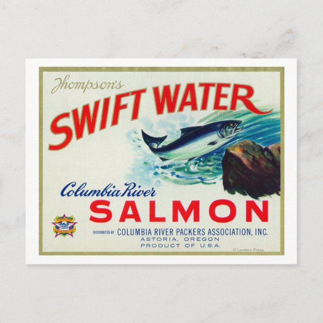 Astoria, Oregon - Thompsons Swift Vatten Salmon Vykort (Framsida)