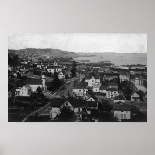Astoria, Oregon Town View Tittar Väster Poster