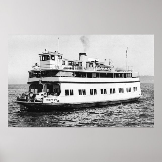 Astoria, Oregon View of Ferry Astoria Photograph Poster (Framsidan)