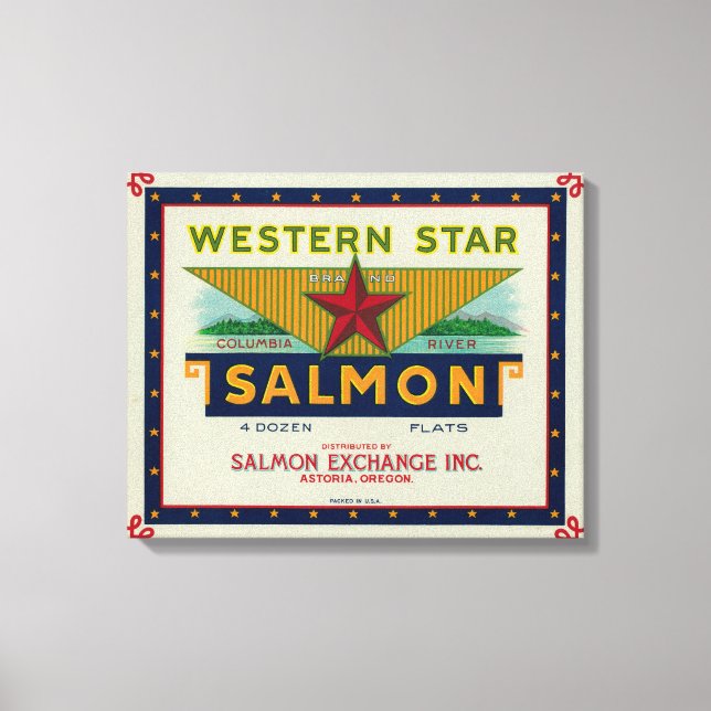 Astoria, Oregon - Western Star Salmon Fodral-etike Canvastryck (Framsida)