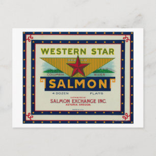 Astoria, Oregon - Western Star Salmon Fodral-etike Vykort