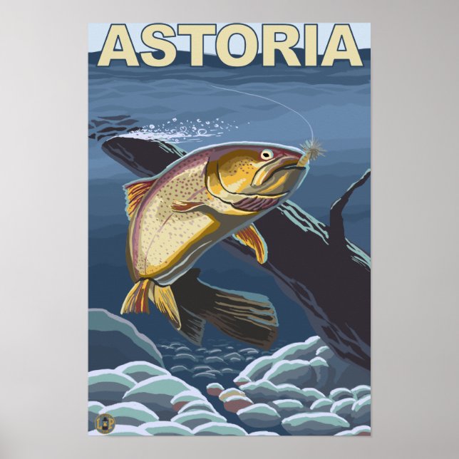 Astoria, OregonCutmynning Trout Kor-Section Poster (Framsidan)