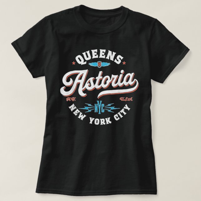 Astoria Queens New York retro-grafik T Shirt (Design framsida)