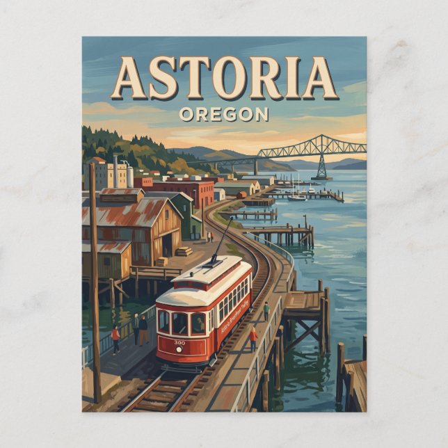 Astoria Trolley Oregon Vykort (Framsida)