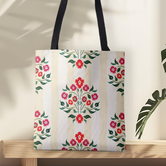 Astors Bouquet Röda Blommor Sömlöst Mönster Tygkasse (Skapare uppladdad)