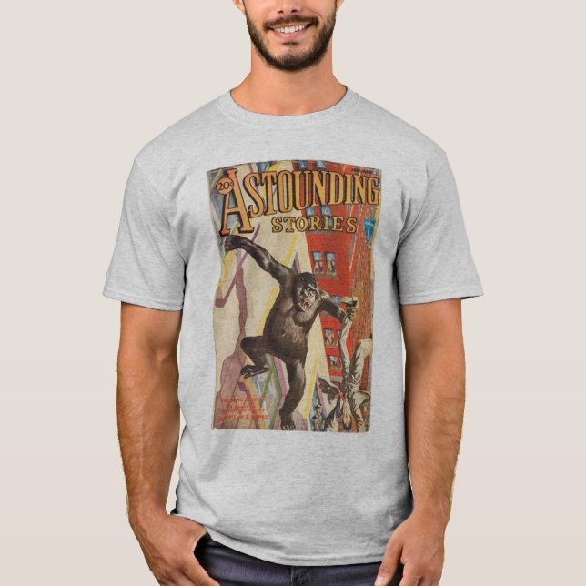 Astounding Stories 1930s Pulp Magazine Gorillas T Shirt (Framsida)