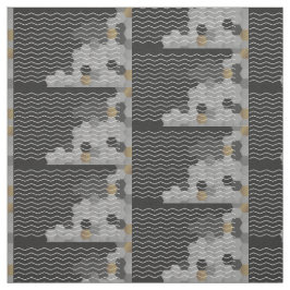 Astract Geometric Chevron Grått Gult Hexagon Tyg