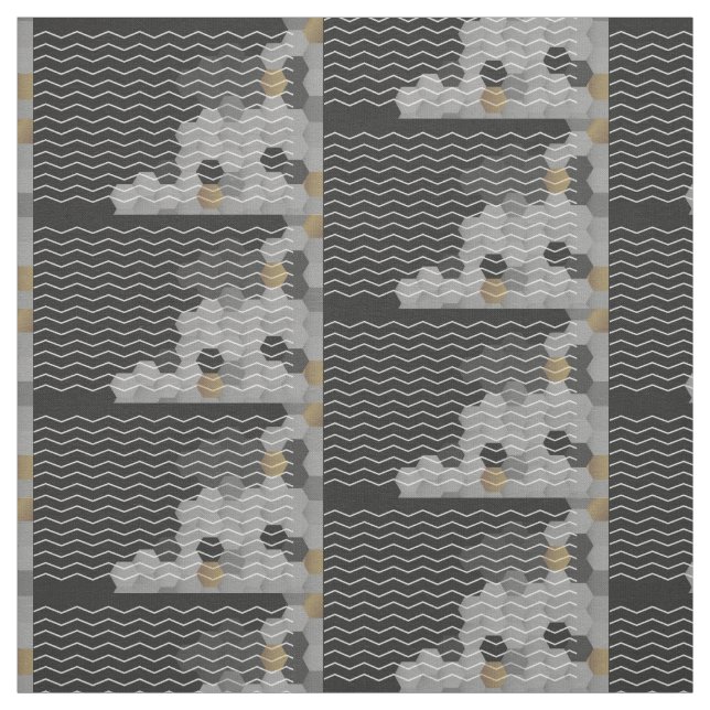 Astract Geometric Chevron Grått Gult Hexagon Tyg (Provkarta)