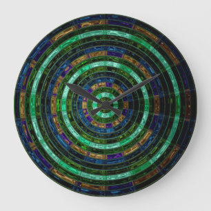Astract Stached Glass Mosaic Mönster #6 Stor Klocka