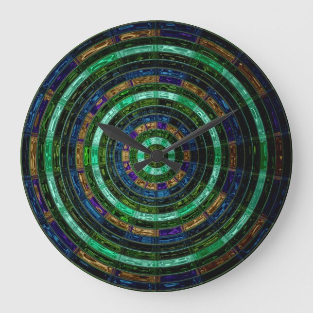Astract Stached Glass Mosaic Mönster #6 Stor Klocka (Framsida)