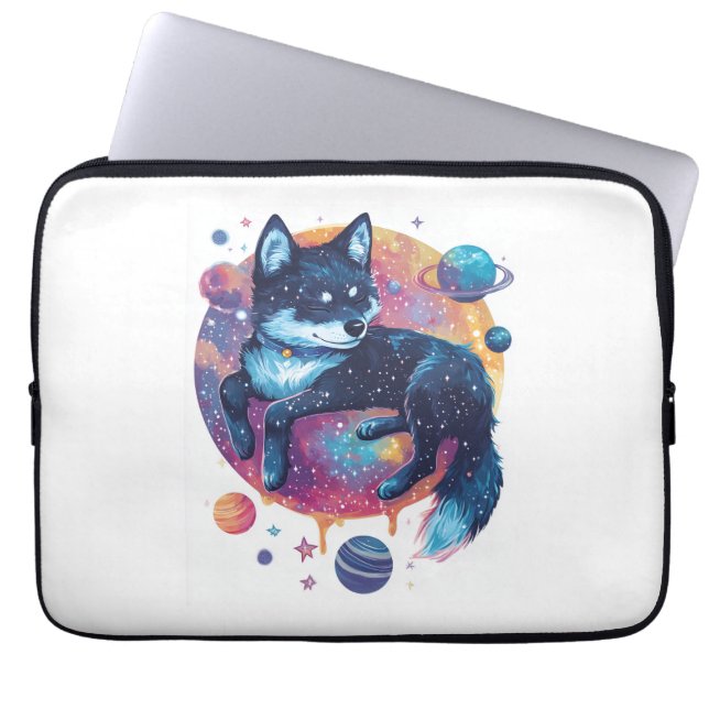 Astral Akita - Kosmisk Rymd Hund Laptop Fodral (Framsidan)