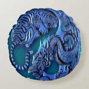 Astral Chi Dragon Tiger Spirit Yin Yang Rund Kudde