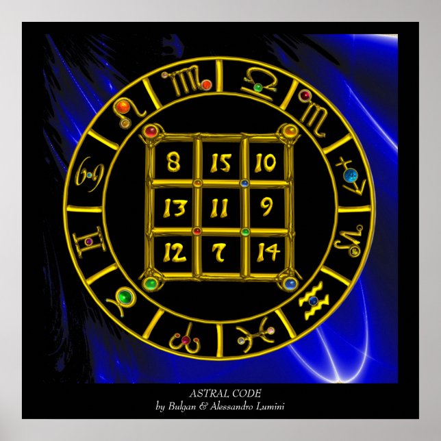 ASTRAL CODE,MAGIC SQUARE 33 Zodiac Astrology Chart Poster (Framsidan)