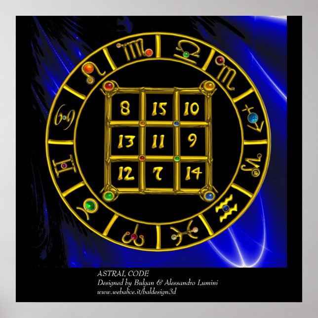 ASTRAL CODE,MAGIC SQUARE 33 Zodiac Astrology Chart Poster (Framsidan)
