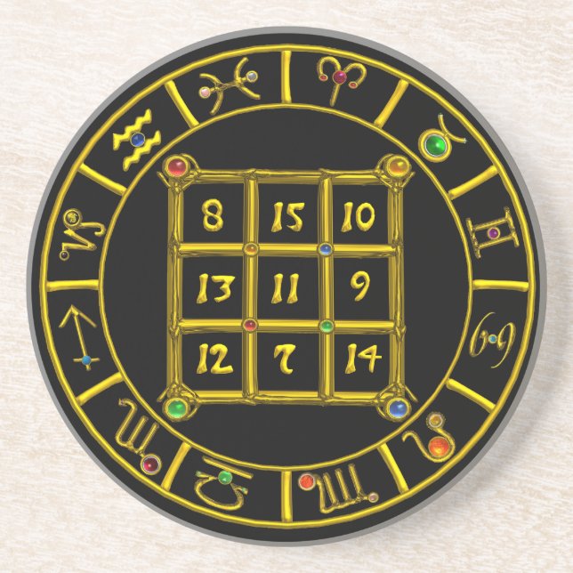 ASTRAL CODE,MAGIC SQUARE 33 Zodiac Astrology Chart Underlägg Sandsten (Framsidan)