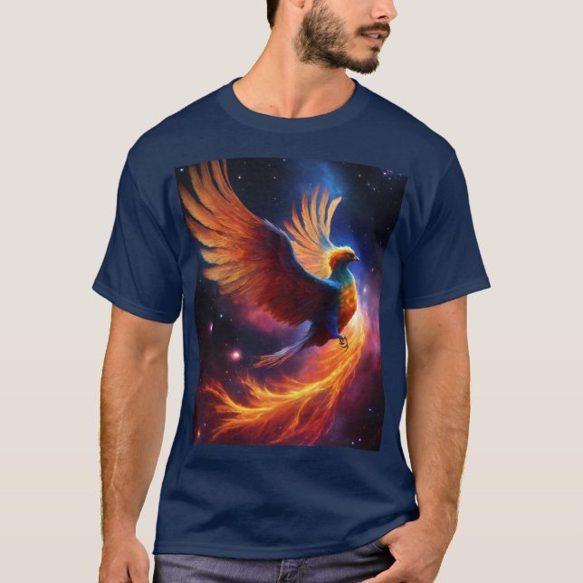 Astral Flame: Nebula Phoenix Design T-shirt (Framsida)