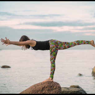Astral Flowers Grunge Bläck Leggings - Roligt