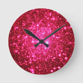 Astral Glitter Hot Rosa Rund Klocka