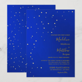 Astral Guld Stars Blue Evening Bröllop Inbjudningar