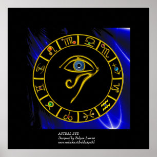 ASTRAL HORUS EYE / BLUE TALISMAN Zodiac Chart Poster